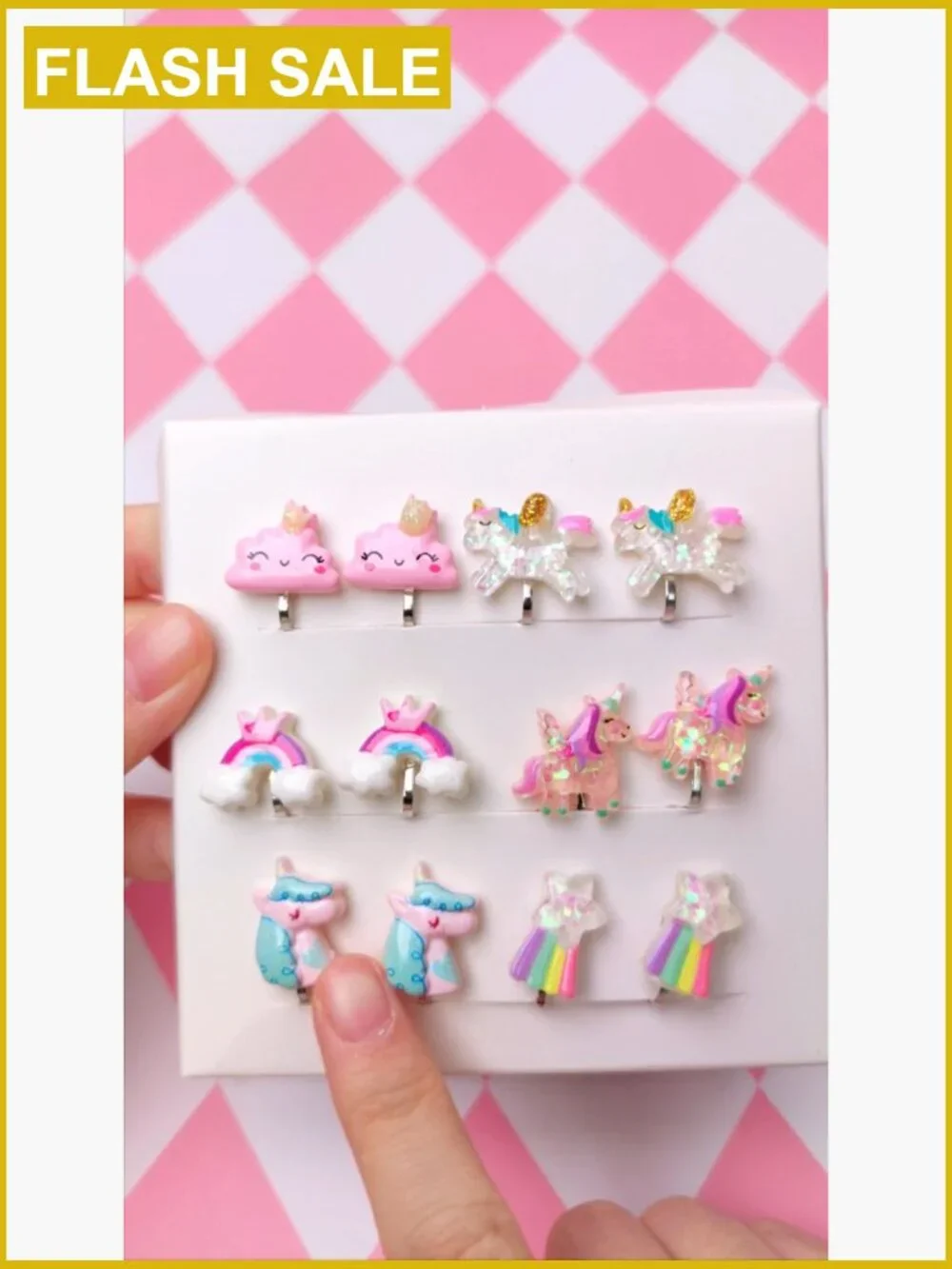 Clip On Earrings for Girls, Bling Rainbow Earrings for Party Favors